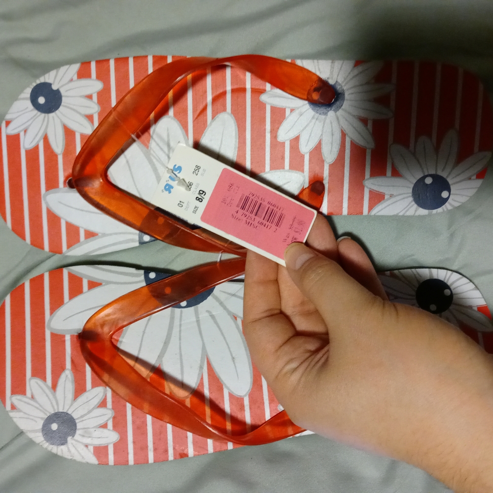 Orange and White Floral Flip Flops